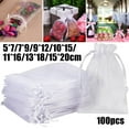 thumbnail image 2 of 100Pcs White Organza Gift Bags Wedding Party Favour Jewellery Candy Pouches, 2 of 4