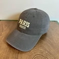 thumbnail image 2 of Hats for Women Unisex Paris Embroidery Soft Top Baseball Cap Retro Sports Casual Grey One Size, 2 of 4