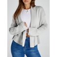thumbnail image 3 of Open Front Solid Color Women Long Sleeve Shawl Neckline Knit Crop Cardigan, 3 of 6
