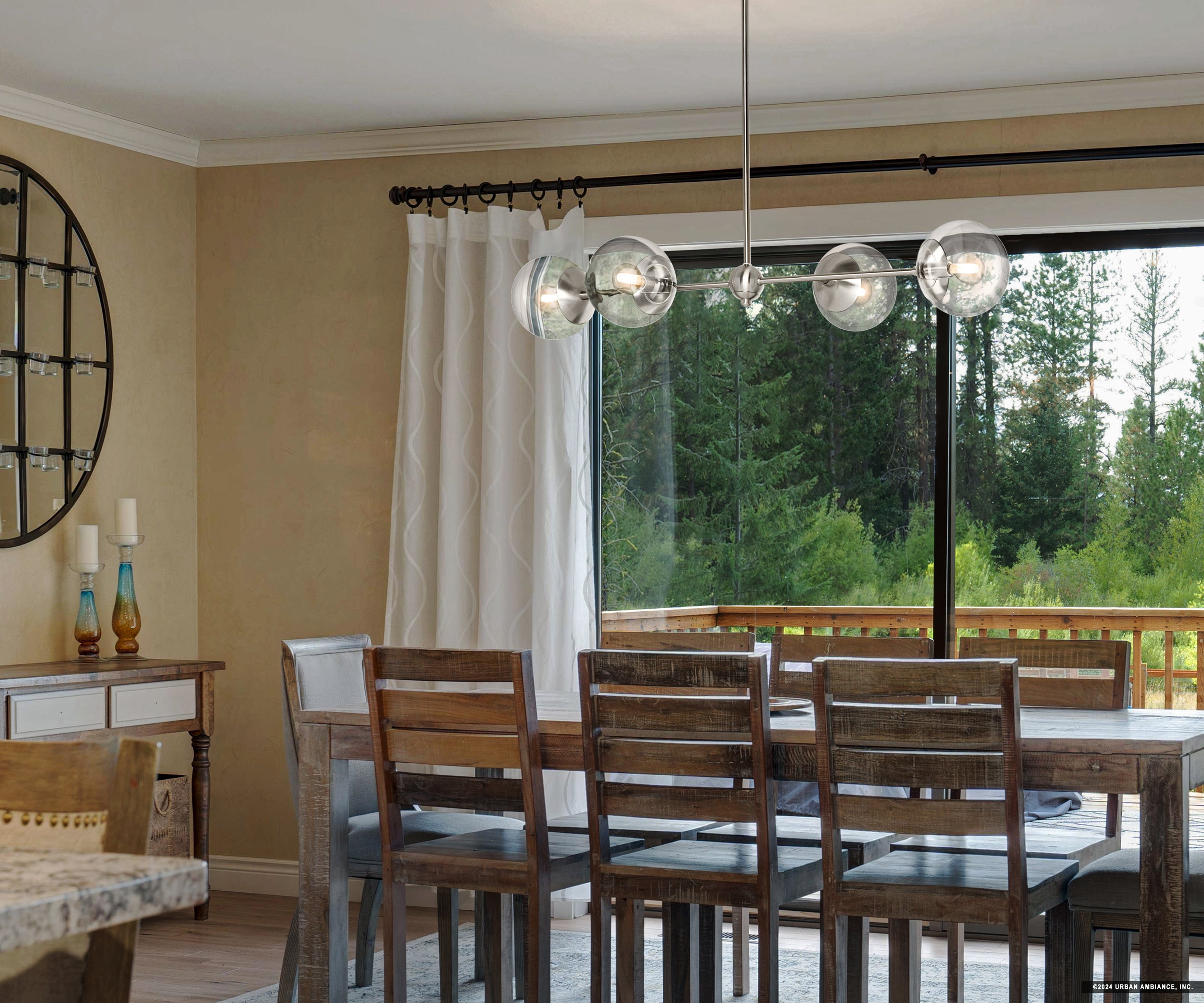 Luxury Minimalist Chandelier, Brushed Nickel, UHP4450
