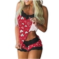 thumbnail image 1 of Pajama de Encaje para las Mujeres Imprimido Día Camiseta sin Mangas con Pantalones Cortos Parches Casual, 1 of 6