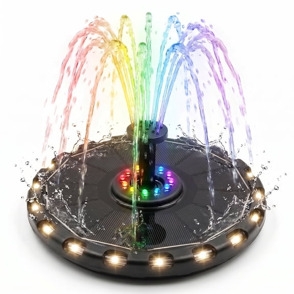 Solar Water Fountain Solar Pump for Bird Bath, Garden, Pond, Pool, Outdoor Colorful Lights