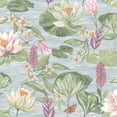 thumbnail image 2 of Blue Painted Waterlily Floral Wallpaper, 2 of 4