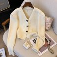 thumbnail image 1 of Suéter elegante con temperamento y botones de lazo dulce de estilo nuevo retro coreano para primavera y otoño, abrigo superior para mujer, 1 of 5
