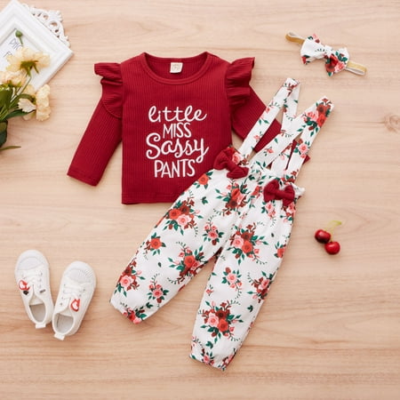 

QISIWOLE Newborn Baby Girl Clothes Infant Outfits Ruffle Sleeve Romper Bodysuit Floral Pants Headband Girl Outfits Sales !