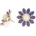 thumbnail image 2 of Rose Gold Plated Lapis Lazuli Flower Stud Earrings Exquisite Women's Fashion Jewelry, 2 of 4