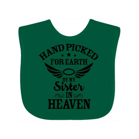 

Inktastic Handpicked for Earth by My Sister in Heaven with Angel Wings Gift Baby Boy or Baby Girl Bib
