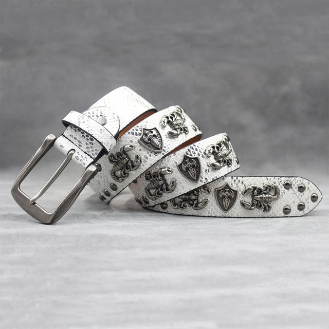 Designer Brand Belt Men Rivet Scorpion accessories Pin Belt Male Black Rock Snake pattern Luxury Punk Belt Jeans