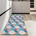 thumbnail image 4 of Blue Red Checkered Pattern Kitchen Rug Mat,Kitchen Runner Rugs Non Skid Washable,Decorative Kitchen Floor Mats for Kitchen,Sink,Laundry,17"X47", 4 of 5