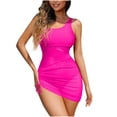 thumbnail image 1 of Traje de Baño de Corte Alto para las Mujeres Color Sólido Correa sin Espalda Traje de Baño Sexy con Falda, Cojín de Pecho sin Soporte de Acero, Nylon Spandex Conjunto de Verano, 1 of 5