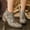 Gray, variant on Women's Aztec Embroidered Ankle Boots Block Heel Mid Heel Western Casual for Daily Gray 9.5