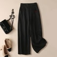 thumbnail image 4 of sunsanly Women Summer Casual Pants Elastic High Waist Loose Fit Trousers Solid Color Straight Wide Leg Draped Long Pants Streetwear, 4 of 8