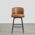 thumbnail image 2 of CHITA 27" Swivel Upholstered Counter Bar Stools with Back & Metal Legs Set of 2,Faux Leather in Cognac Brown, 2 of 6