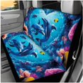 thumbnail image 3 of Yuyamidu 14 PCS Dolphin Car Seat Covers Blue Ocean Steering Wheel Cover Heart Seatbelt Strap Pad Armrest Cover Pad Headrest Covers Keychain Cup Coasters or SUV Truck, 3 of 7