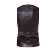 thumbnail image 4 of Mens Retro PU Leather Suit Vests Casual Western Single Breasted Pocket Jacket Lightweight V Neck Classic Fit Waistcoat, 4 of 9