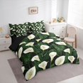 thumbnail image 3 of jejeloiu Modern Minimalist Style 7-Piece Bedding Comforter Set,Green Monstera White Lily King Bedding Sets For Kids Reversible, 3 of 8