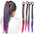 thumbnail image 3 of 8 extensiones de cabello con trenzas de colores para niños: extensión de cola de caballo arcoíris con lazos y bandas elásticas., 3 of 5