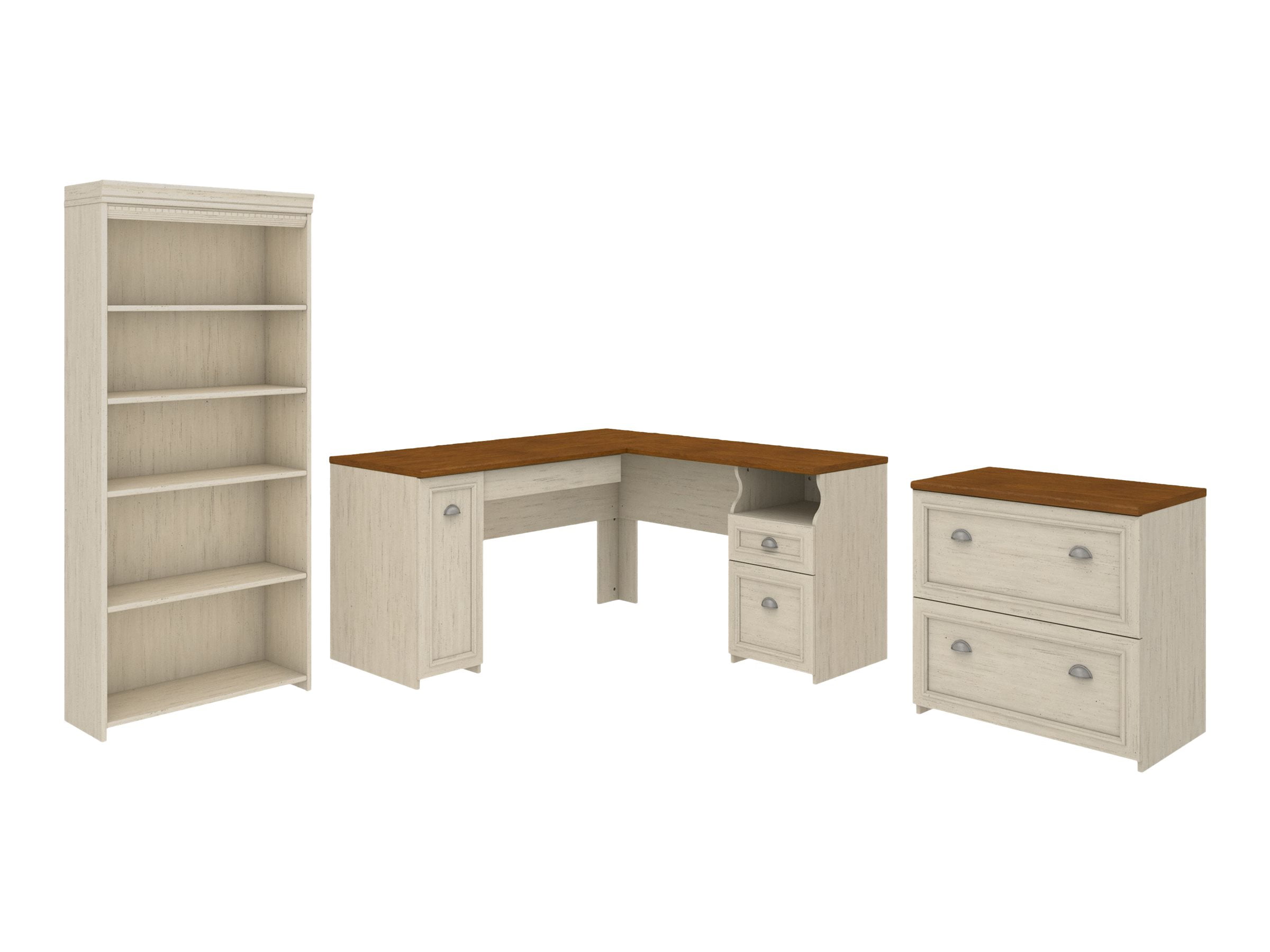 Bush Furniture Fairview Desk with 5shelf bookcase, 2drawer lateral
