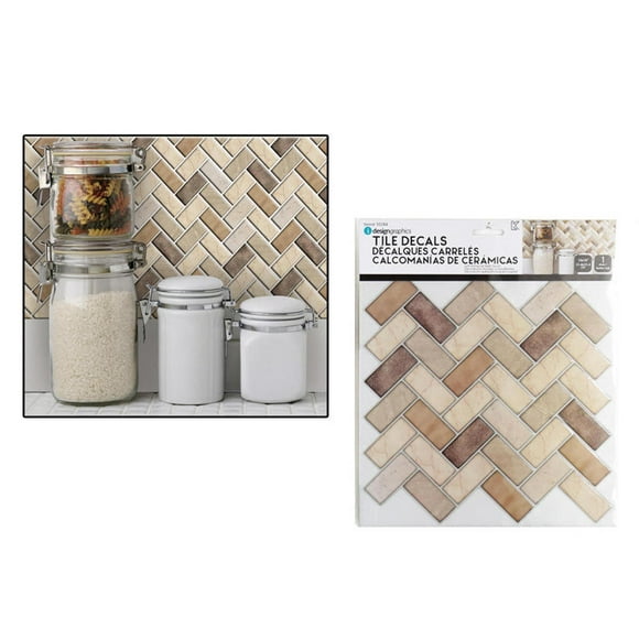 Waterproof Self-adhesive Wall Tile, Peel and Stick Mosaic, Herringbone, 10"x10"