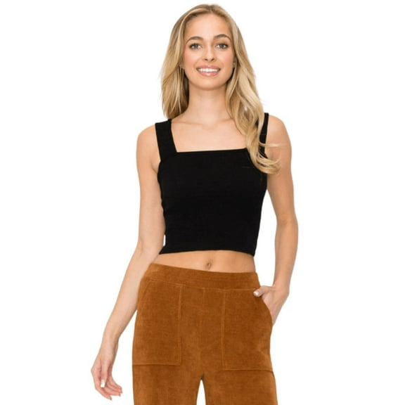 Women’s Seamless Textured Crop Tank, Black, SM