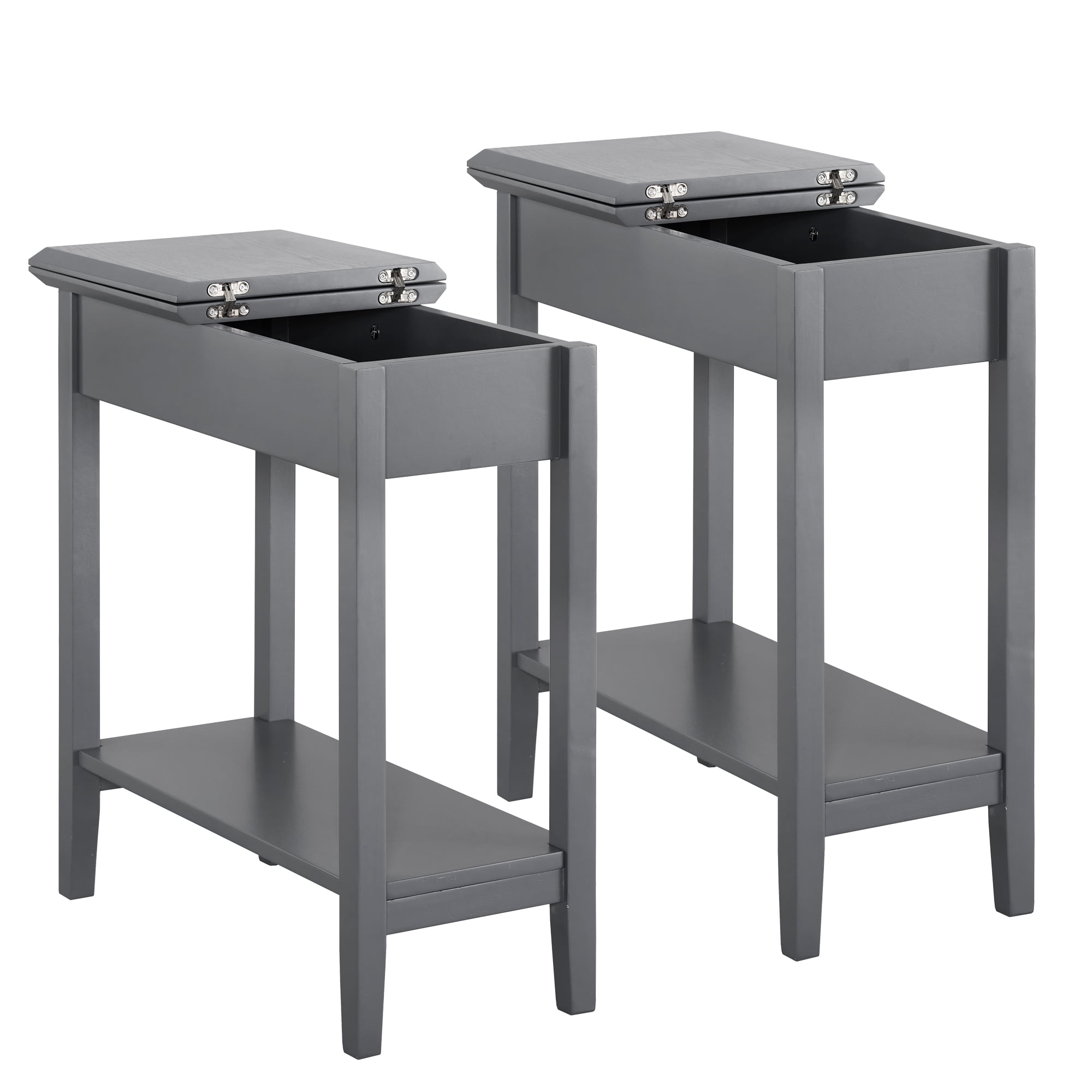 Flip Top Narrow End Table with Storage, Narrow Side Tables for Small