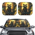 thumbnail image 2 of Honeii Tree Meditating Raccoon Print Foldable Car Sun Shade for Windshield, 2-Piece UV Protection Shade, Protects Car Interior, Ideal for Cars, Trucks, SUVs-Small, 2 of 6