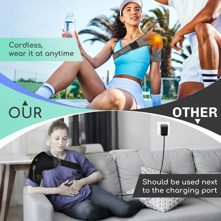 Heated Shoulder Massage Brace, Shoulder Heating Pad with Massage, Arm Heated Wrap, Cordless Shoulder Heated Wrap