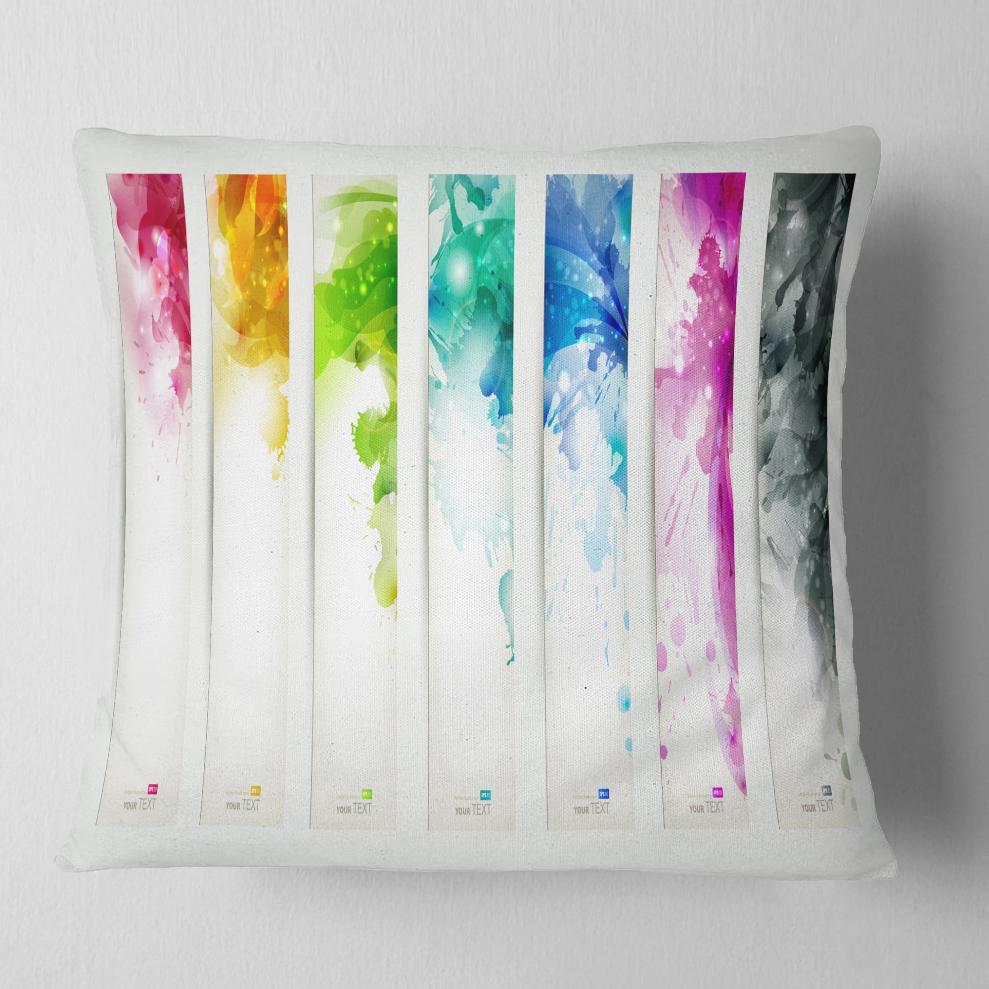 Designart Colorful Headers with Blots - Abstract Throw Pillow - 18x18