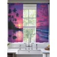 thumbnail image 2 of Summer Beach Sunset Landscape Sheer Curtains 63 Inch Long 2 Panels, Coastal Ocean Palm Tree Red Cloud Wave Light Filtering Rod Pocket Curtains, Sheer Voile Drapes for Living Room Bedroom, 52"x63", 2 of 8