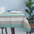 thumbnail image 4 of Aqua Grey White Stripe Table Cloth Waterproof Tablecloths, Rustic Modern Turquoise Striped Tablecloth Dining Table Cover for Kitchen Party Tabletop Outdoor, Rectangle Tablecloth 54x108 Inch, 4 of 9