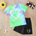 thumbnail image 2 of kaprioy Toddler Baby Girls Summer Outfits 2T 3T 4T 5T 6T 7T 8T 9T 10T 11T 12T Short Sleeve Tie Dye T Shirt + Elastic Waist Shorts 2 Piece Clothing Sets, 2 of 4