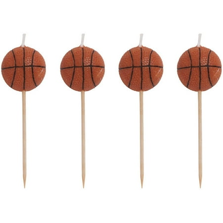 Sports Fanatic Basketball Molded Pick Candles, 4pk