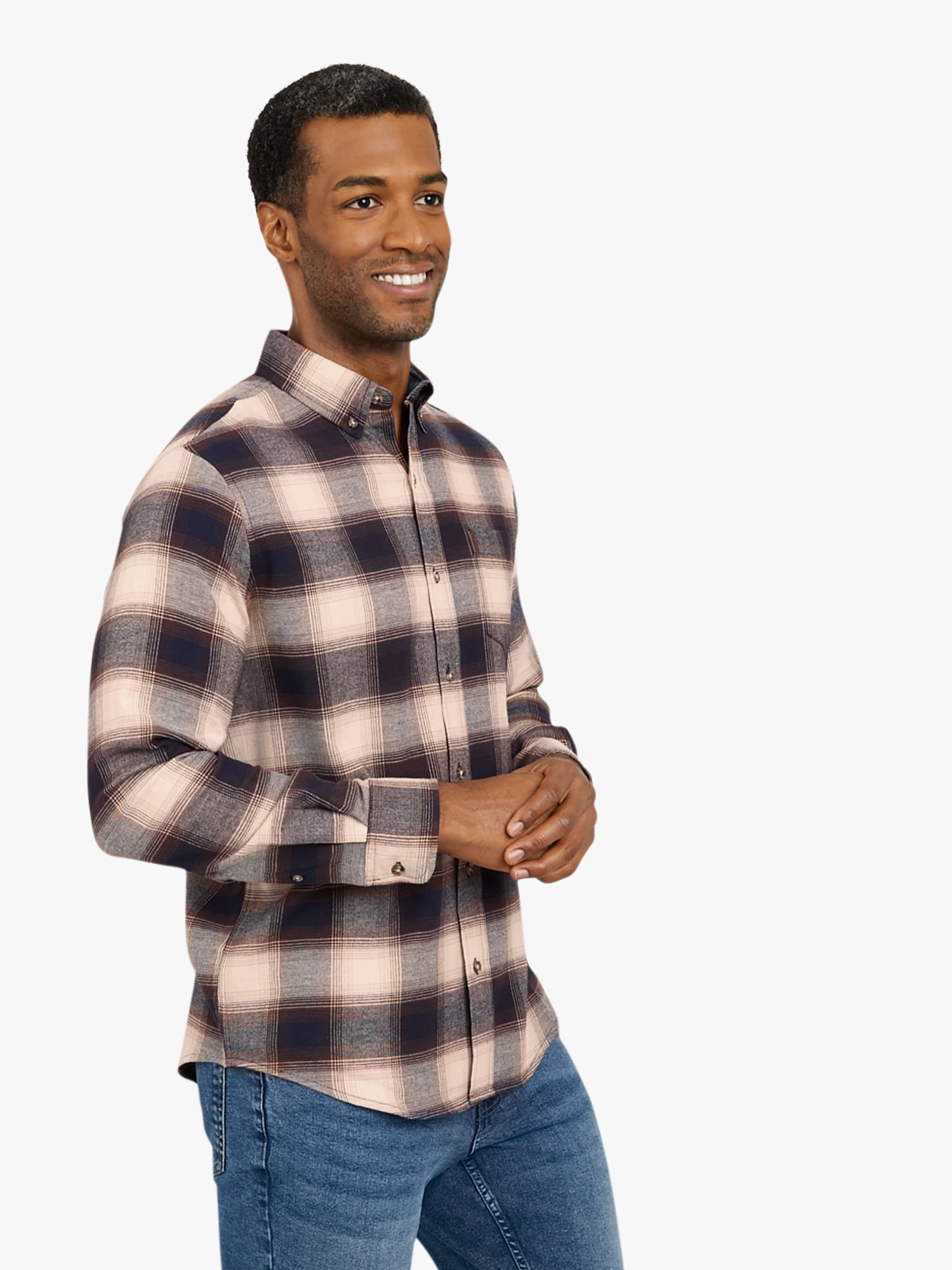 Chaps Men's and Big Men's Comfort Stretch Flannel Shirt, Sizes S-2XL