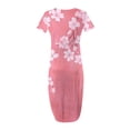 thumbnail image 2 of Levmjia Casual Dresses For Women Summer Floral Round Neck Short Sleeve Soft Polyester Stretchy Comfortable Beach Vacation Office Wear Multi Colors Available, 2 of 5