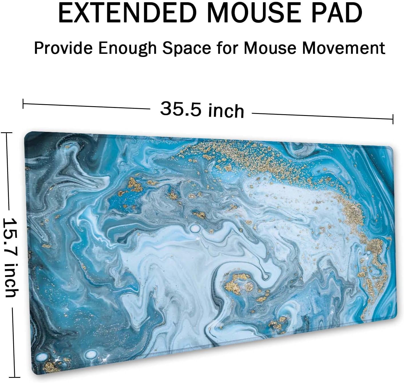 Colorful Marble Anti-Slip Mouse Pad Desk Mat, Large Desk Pad, Big Gaming Mousepad Laptop Office Computer Home Stylish Office Gift, Full Desk XXL Extended Gaming Mouse Pad 35.5" X 15.7"
