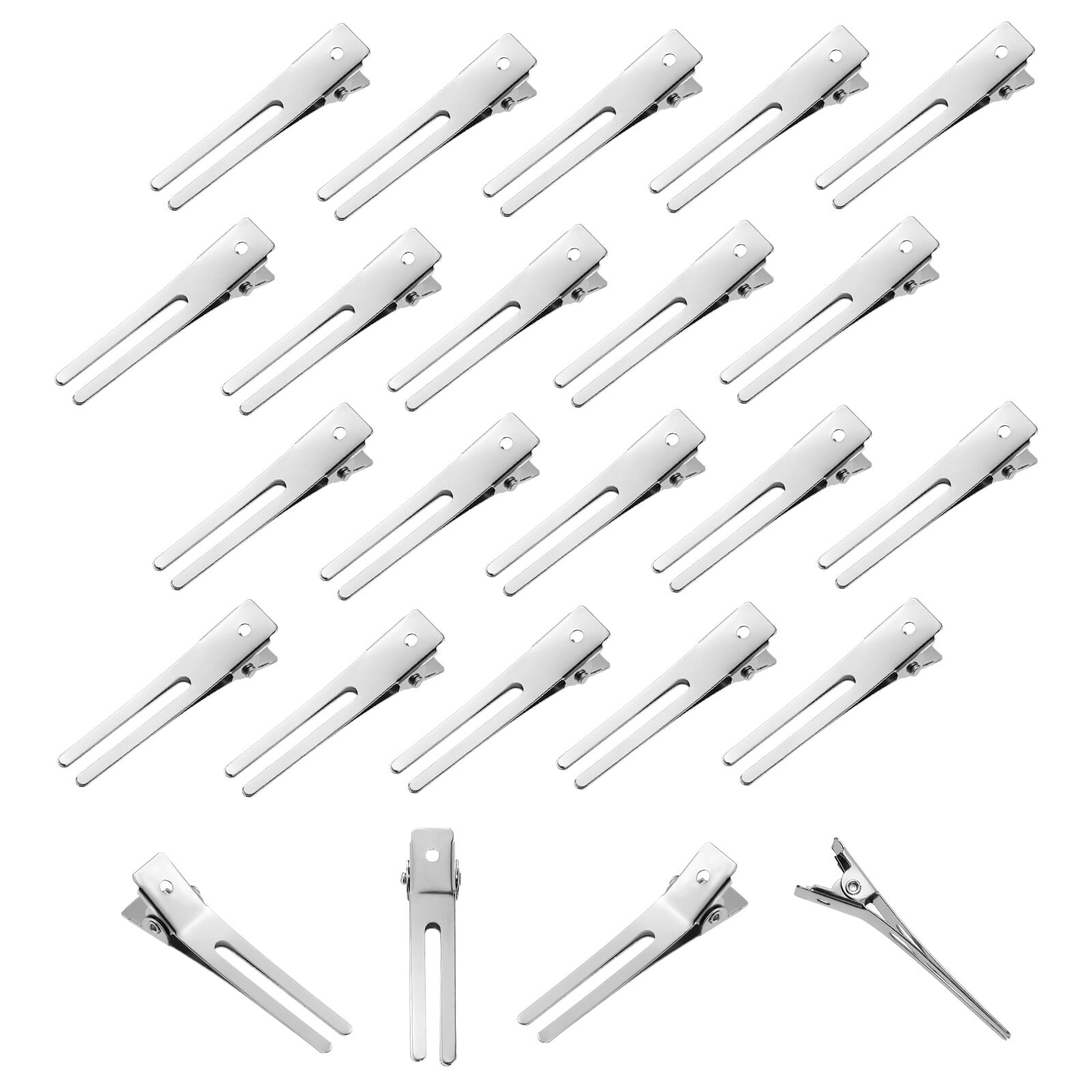 Frcolor 50pcs Double Prong Alligators Hair Clips Metal Alligator Clips