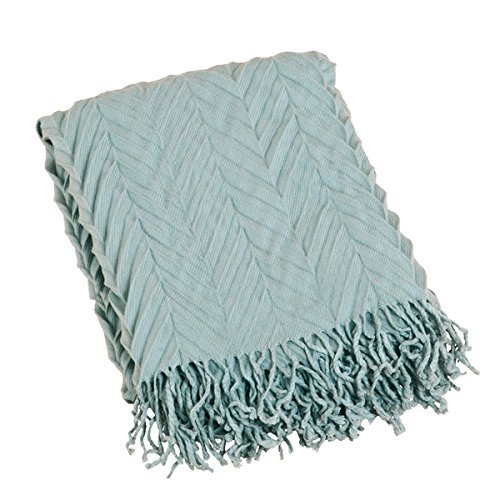 Crinkled Design Throw Blanket, Aqua Blue