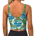 thumbnail image 3 of Bixox Women's Hawaii Palms Pattern Fitness Navel Tank Top U-Back Yoga Tank Top Sweatshirt Sports Bra, 3 of 7