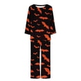 thumbnail image 3 of WFJCJPAF 2024 New Halloween ! Pajamas for Women Set,Ladies' Gradient Printed Casual Top Pants Pajama Set - Orange M, 3 of 3