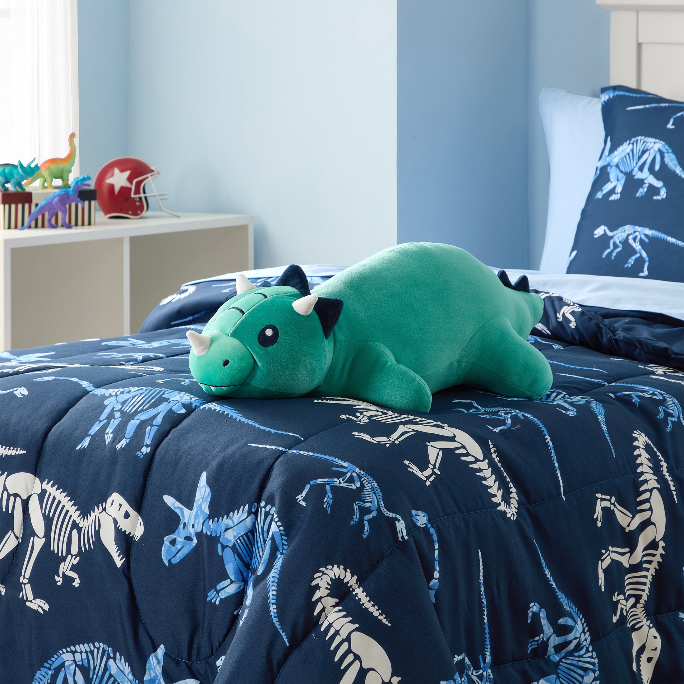 Your Zone Kids 24" x 7" Green Dino Weighted Plush Pillow
