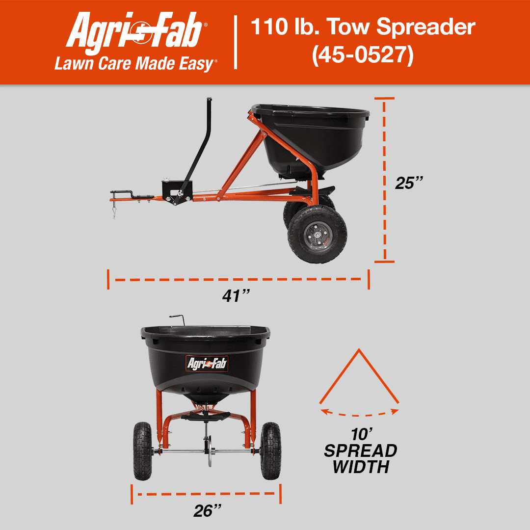 Agri-Fab 110 lb. Tow-Behind Broadcast Spreader Model # 45-0527
