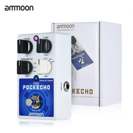 ammoon POCKECHO Delay & Looper Guitar Effect Pedal 8 Delay Effects Max. 300s Loop Time Tap Tempo Function True (Best Tap Delay Pedal)