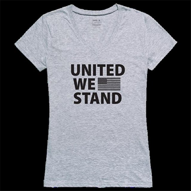 Rapid Dominance GS2-788-HGY-03 T-Shirt Graphique à Manches Courtes Col en V pour Femmes , Gris Chiné - Grand