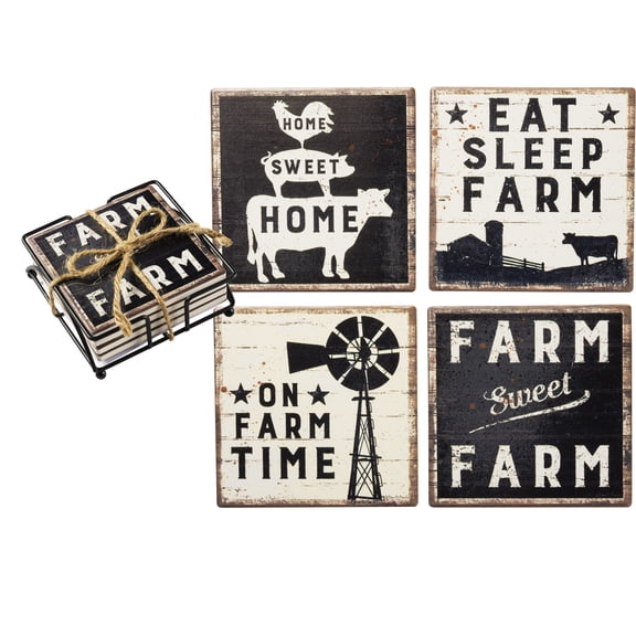 Farm Sweet Farm, On The Farm Animal Print Coaster Set
