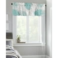 thumbnail image 4 of Kitchen Cafe Valance Curtain for Small Windows,Abstract Chrysanthemum Flower Rod Pocket Short Valances White and Teal Floral on Grey Window Treatment Panel for Living Room/Bedroom/Bathroom,42x12in, 4 of 9