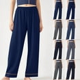 thumbnail image 1 of Womens Lounge Pants Soft Comfortable Knit Elastic Pajama Bottoms Lounge Pants with Pockets Blue, 1 of 7
