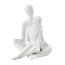 Hans White Abstract Sitting Couple Decorative Accent Matte Ceramic Sculpture Figure Set