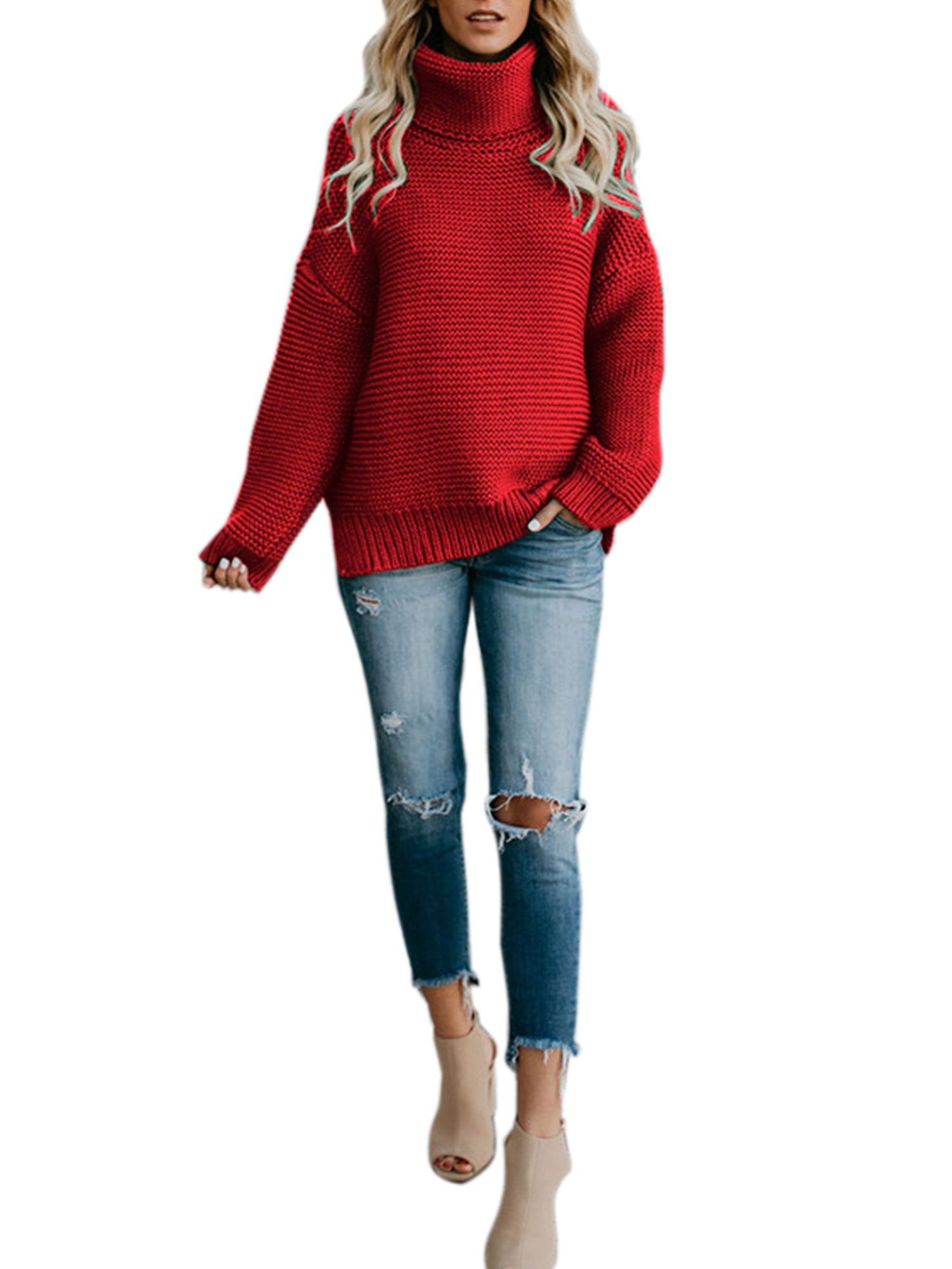 Turtleneck Warm Sweater Women Winter Pullover Knitted Thick Top Soft Cute Trendy