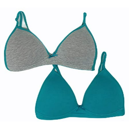 

Hanes Girls 2-Pack Underwire Bra Soft Grey/True Teal Medium