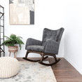 thumbnail image 4 of Alistair Solid Wood Rocking Chair with Stain Resistant Fabric in Brown and Dark Gray, 36x26x36.5 inches for Living Room, Nursery, Bedroom, 4 of 5